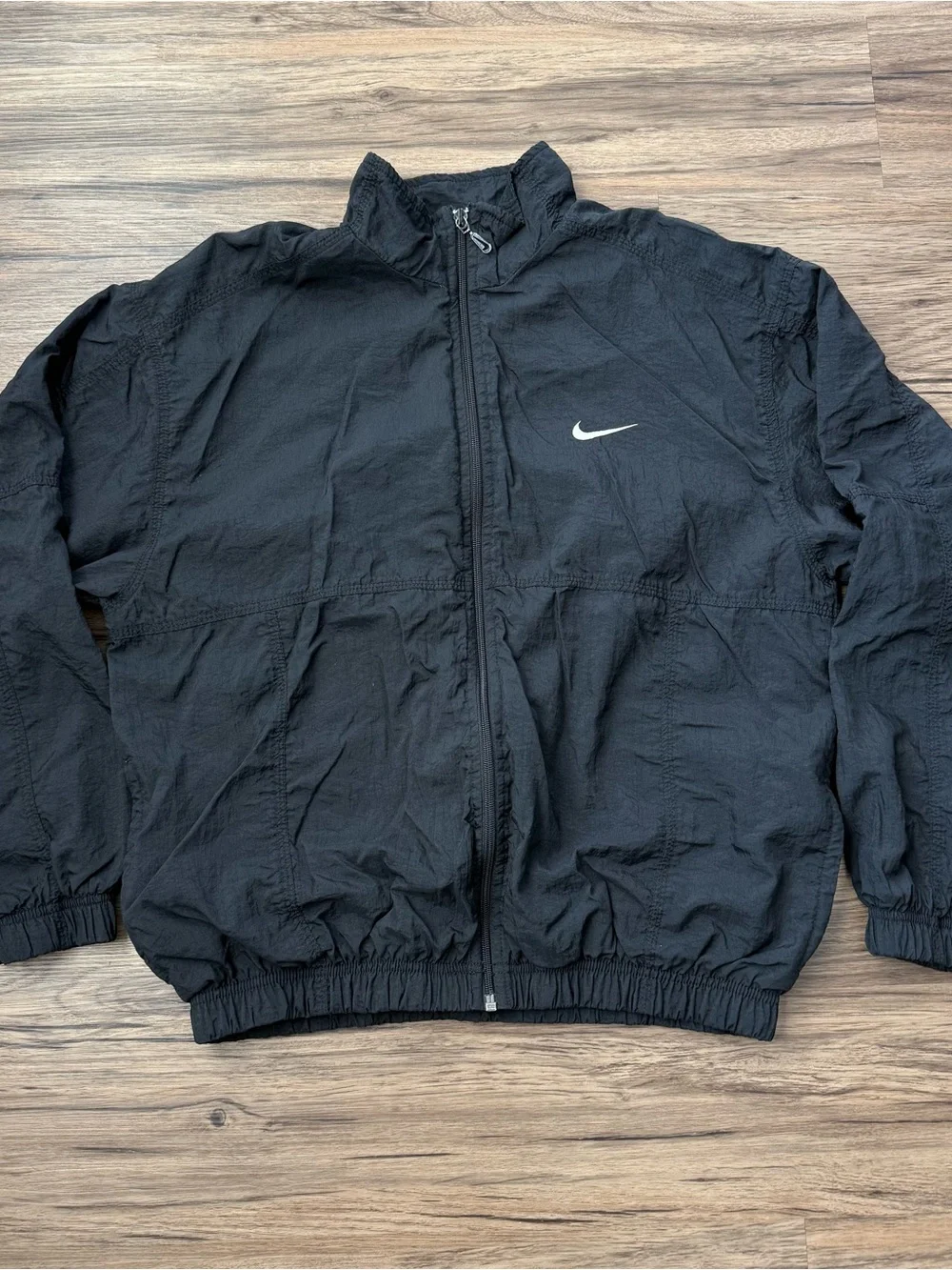 Vintage 90s Nike Black Windbreaker Jacket Big Back Embroidered Spellout Size M